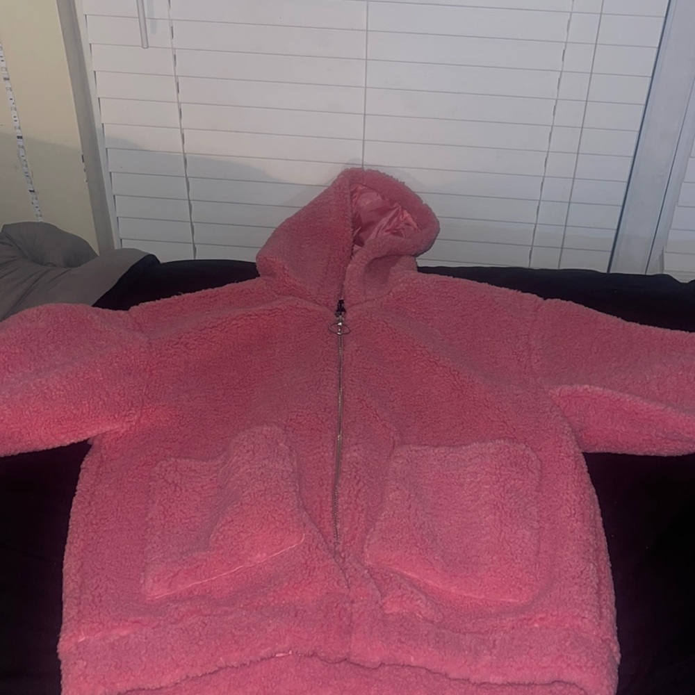 pink wool fur coat